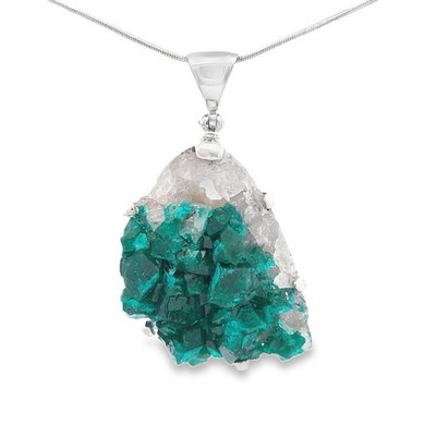 Starborn Dioptase Stone Pendant Necklace (22'') Green
