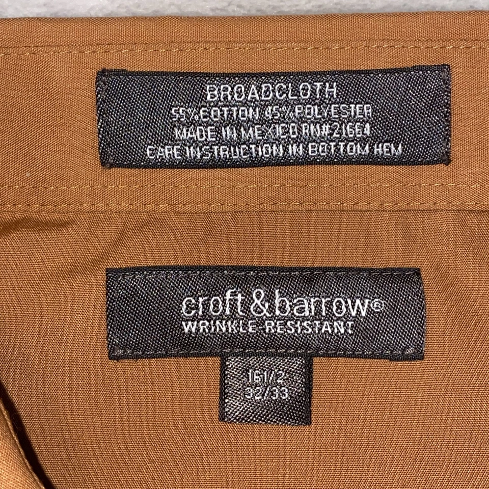 Camisa de vestir Croft & Barrow para hombre 16,5-32/33 marrón de tela ancha resistente a las arrugas Foto 4 de 4