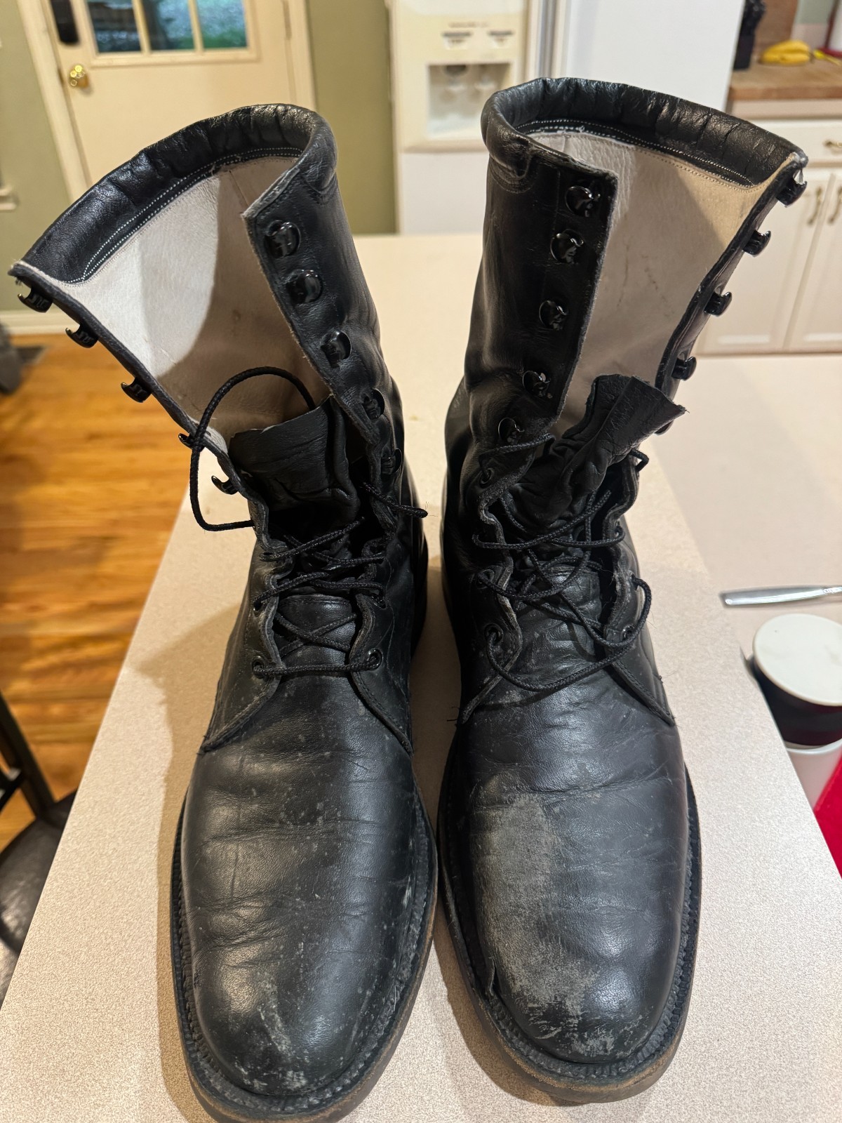 S 15 Black Leather Lace Up Vibram Made In Abilene Tx