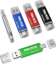 ABLAZE Dual USB 3.0+USB C Flash Drive 64GB LED Indicator For Smartphone - 5 Pack
