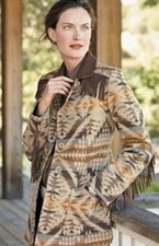Pendleton Coat-Fringed Plateau Fringed Plateau Coat S EUC