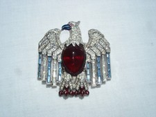 VINTAGE WW2 CROWN? TRIFARI ALFRED PHILIPPE EAGLE PIN BROOCH PATRIOTIC RHINESTONE
