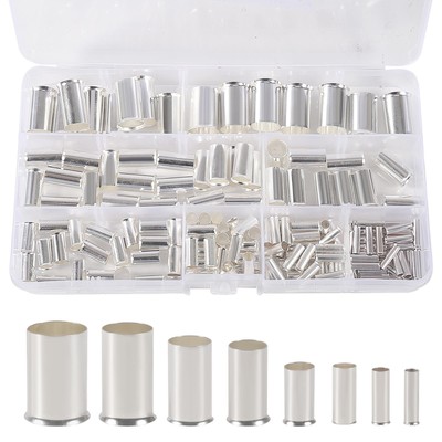 Wire Ferrules Kits Silver Plated Copper Crimp Terminal Connector 8 Sizes AWG ...