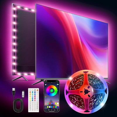 LED TV Backlight Strip 16.4ft for 45 75 Inch TVs with Music Sync RGB Usb-Powered