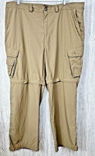 Under Armour Hiking Pants 44x32 Tan Ripstop Cargo Outdoor Utility Convertible - Picture 19 of 19