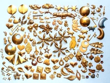 Lot 164  1/2 lb (151 pcs) VINTAGE BRASS STAMPINGS, Prowling Leopard