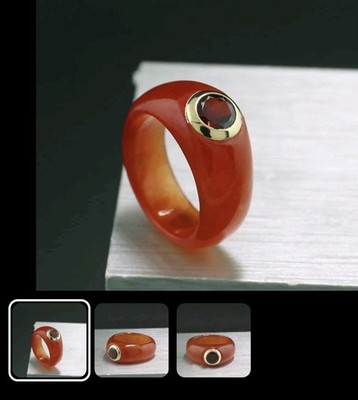 Jade Ring 585 14 Karat Gelb Gold