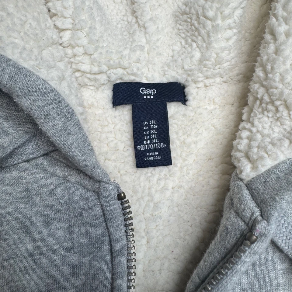 Gap Kids Girl's Sherpa Lined Full Zip Hoodie Jacket Grey XL - Image 2 of 4