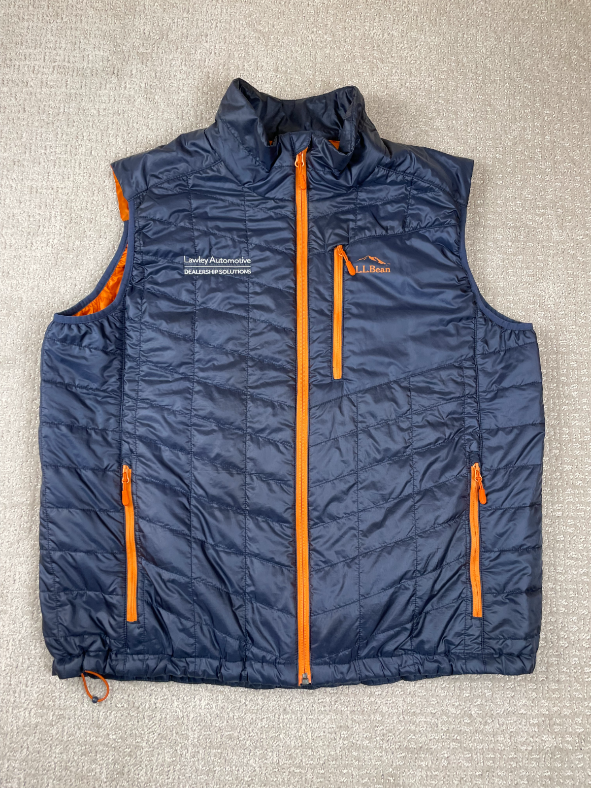LL Bean Men's XL Blue Primaloft Packaway Full Zip Insulated Puffer Vest 503396