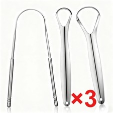 9-Pack Tongue Scraper Cleaner Stainless Steel Dental Fresh Breath Cleaning Oral