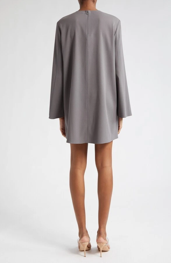 NEW, Lapointe Long Sleeve Pebble Crepe Shift Dress in Steel Size M #T3580 - Image 2 of 4