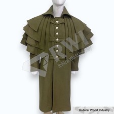 Unisex Wool Regency Garrick Overcoat: Historical Reenactment Coachman's Coat