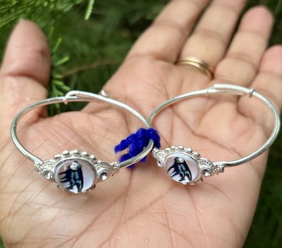 2 Stück 999 Silber Evil Eye Schutz Armreif Nazariya Kinder Kleinkinder 9,4 gm