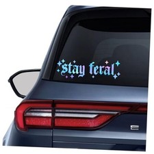 2 x Stay Feral Bumper Sticker Vinyl Decal for Cars Vinyl Sticker Car Holo
