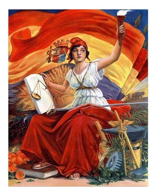 Vintage allegorische Wandkunst mit patriotischem Thema Allegorical Fi