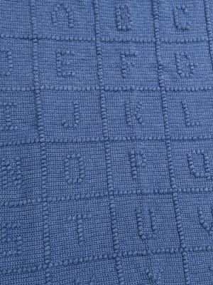 A B C's Baby Blanket 36 x39  Blue Hand Crochet Alphabet Blanket Baby Nursery