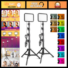 RGB Studio Lighting Kit with Adjustable Tripod - 16 Color Video Lights for YouTu