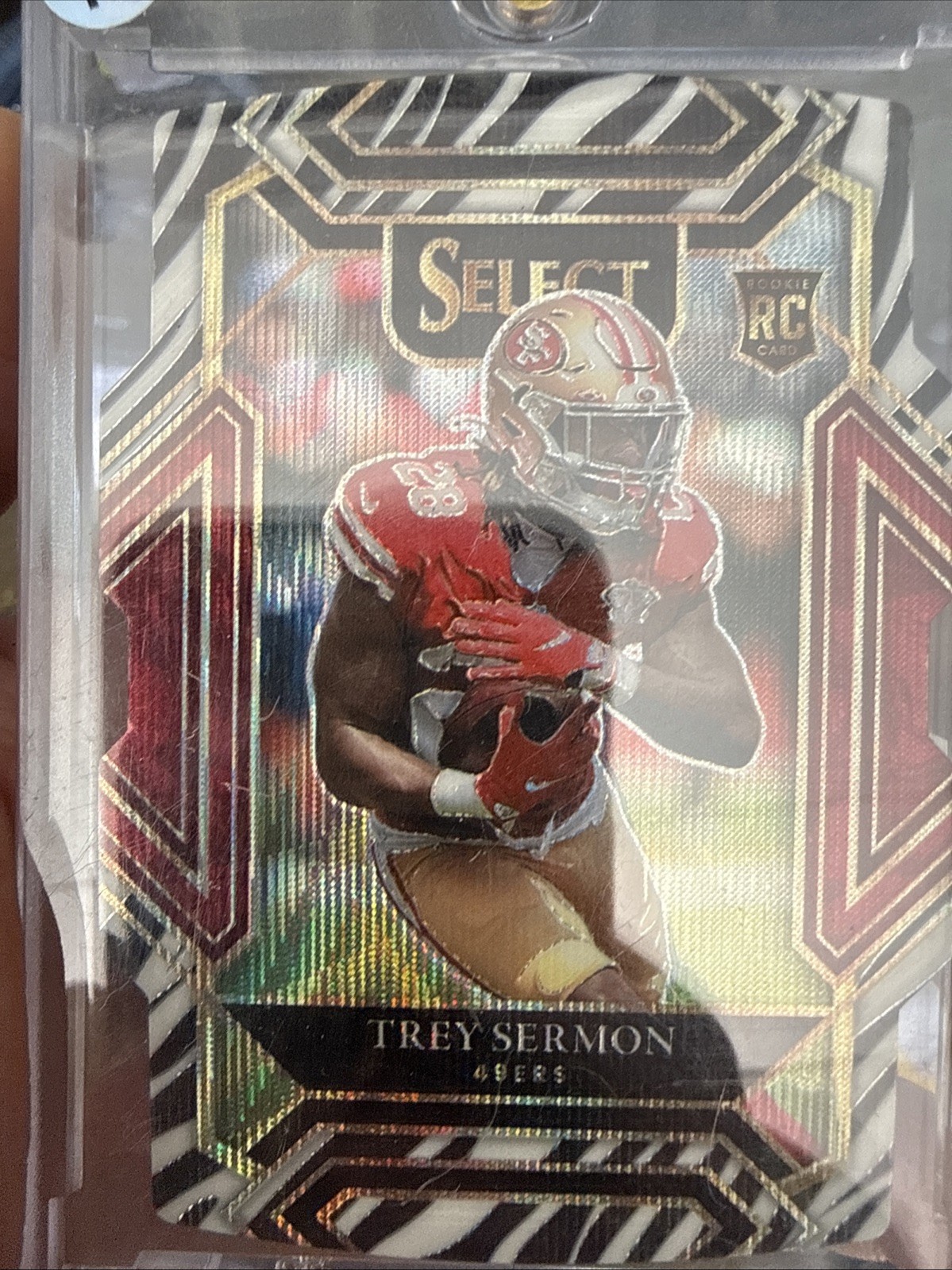 2021 Panini Select Die-Cut Zebra Prizm #268 Trey Sermon 49ers RC Rookie SSP
