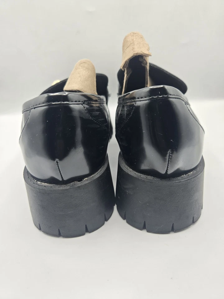 Mocasines de plataforma gruesos de cuero sintético negros Guess Hillford para mujer talla 10M Foto 4 de 4