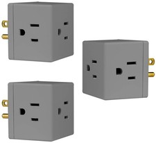 GE 3-Outlet Extender, 3 Pack, Grounded Wall Tap, Adapter Spaced, 3-Prong | Mu...