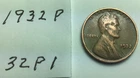 1932 P; Wheat Penny ; good condition 932P1