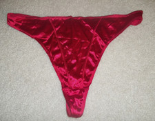 Gilligan O'Malley Shimmereen Liquid Satin Caress Shiny Second Skin Thong XL Red