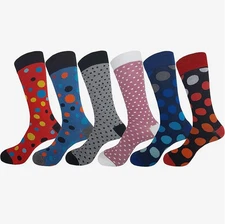 1-3-6-12 Pk Cotton Dress Socks First Quality 10-13 Multicolor Polka Dot SET #5