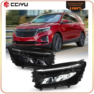 Pair Front Full LED Headlights w/Bulb For 2022-2024 Chevrolet Equinox LT RS 1.5L