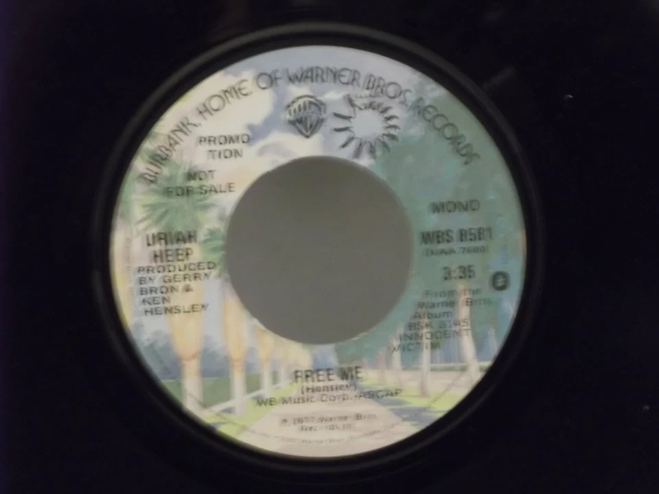 Uriah Heep,WB 8487,"Free Me",US,7" 45,1977 PROMO psych rock, Mint- Foto 2 de 2