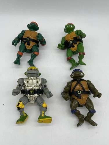 TMNT 4 Action Figure lot Vtg 1988 Donatello Raphael Michelangelo Metalhead belts