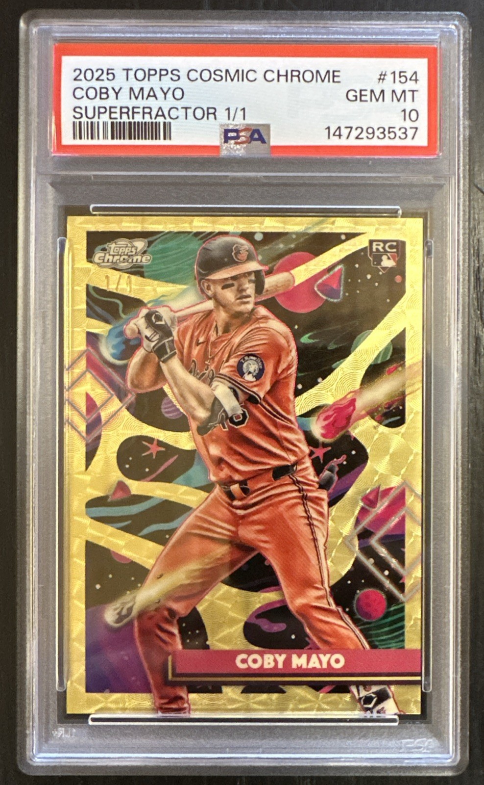 2025 Topps Cosmic Chrome Coby Mayo RC SUPERFRACTOR 1/1 PSA 10 GEM Orioles #154🔥 view 1