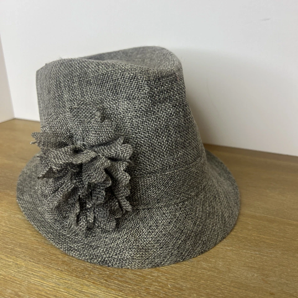 Sombrero de colección Ellen Tracy Tweed gris y negro Fedora talla única Foto 2 de 4