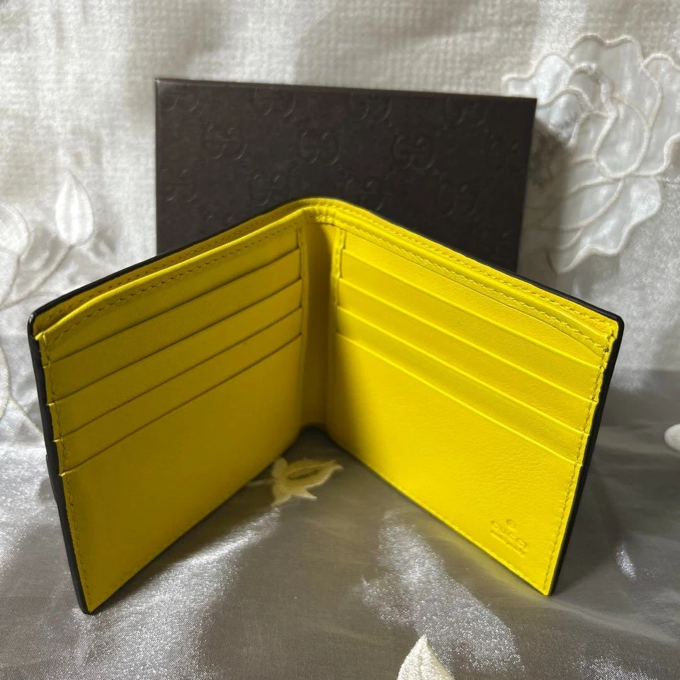 GUCCI GG Bifold Wallet Beige Yellow with Box No Coin Case 4.53" x 3.94" JAPAN - Image 4 of 4