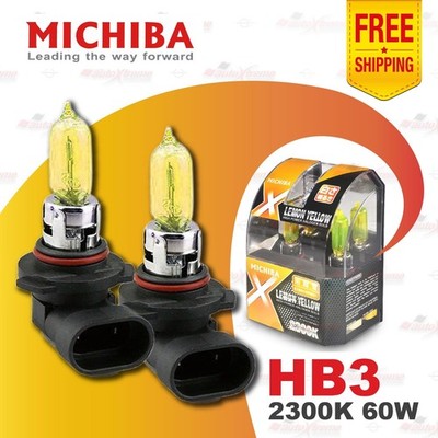 2x HB3 12V 9005 2300K YELLOW MICHIBA Headlight Bulbs Globes Xenon Lamps 60W P20d