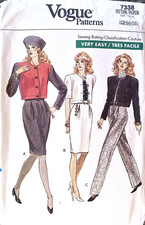 VOGUE 7338 1980’s Jacket, Skirt & Pants Sewing Pattern. Size 12-14-16