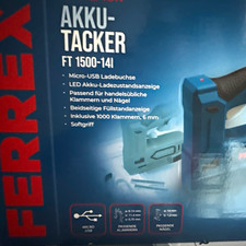 Ferrex FT 1500-14I Akku-Tacker blau mit LED Akku-Ladezustandsanzeige