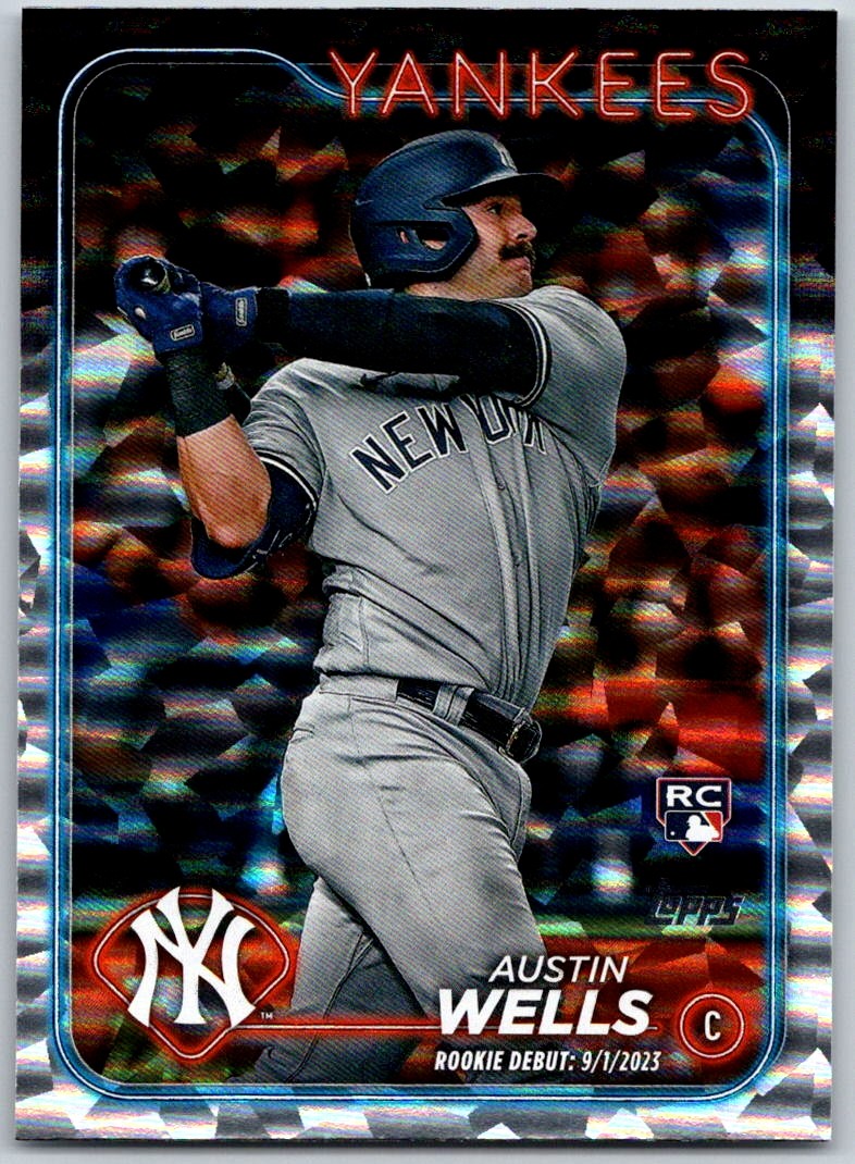 2024 Topps Update #US325 Austin Wells Silver Crackle Foilboard
