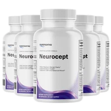 Neurocept Brain Support Formula for Cognitive Health Supplement - 5 Bottles