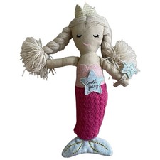 Mermaid Tooth Fairy Cloth Doll 8" Stuffed Plush Star Pocket Pink Knit Mud Pie