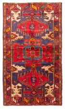 Vintage 4'0" x 7'1" Geometric Hand-Knotted Carpet Traditional Wool Area Rug