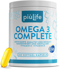 Omega 3 IFOS 5 Sterne Zertifiziert Mit Vitamin D3 Und E Piùlife – 240 Softgel –