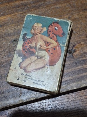 Vintage Remembrance Playing Cards Bridge - Carlisle Construction Pinup Girl  