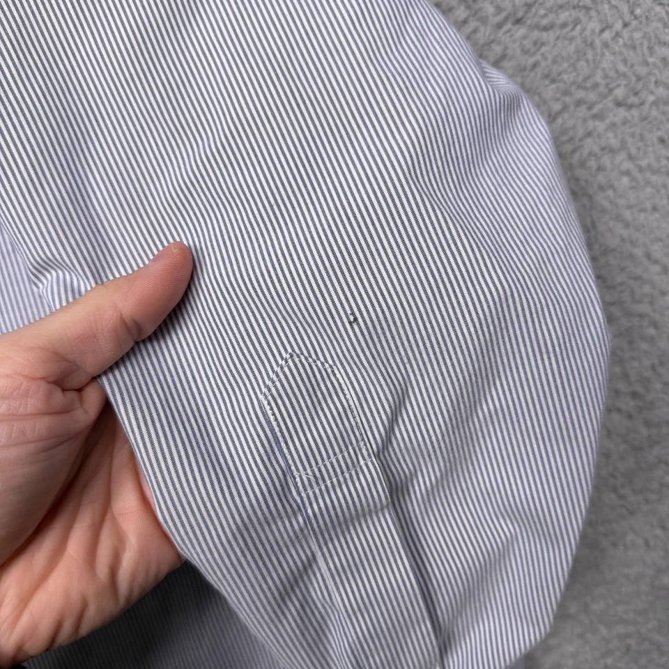 Camisa de vestir Brooks Brothers para hombre 18 35 a rayas con botones Supima Foto 4 de 4