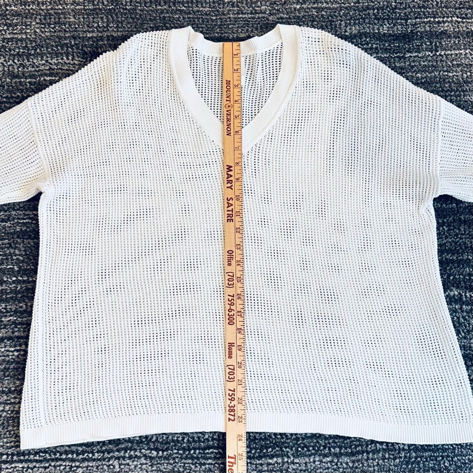 Cabi Breeze Open Knit Mesh Top Size Small Oversized White Minimalist Layer 5454