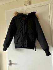 Zavetti Canada Gabellia Black Jacket With Faux Fur Hood Size UK XS