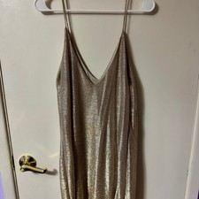 Zara Gold Shimmer Mini Slip Dress