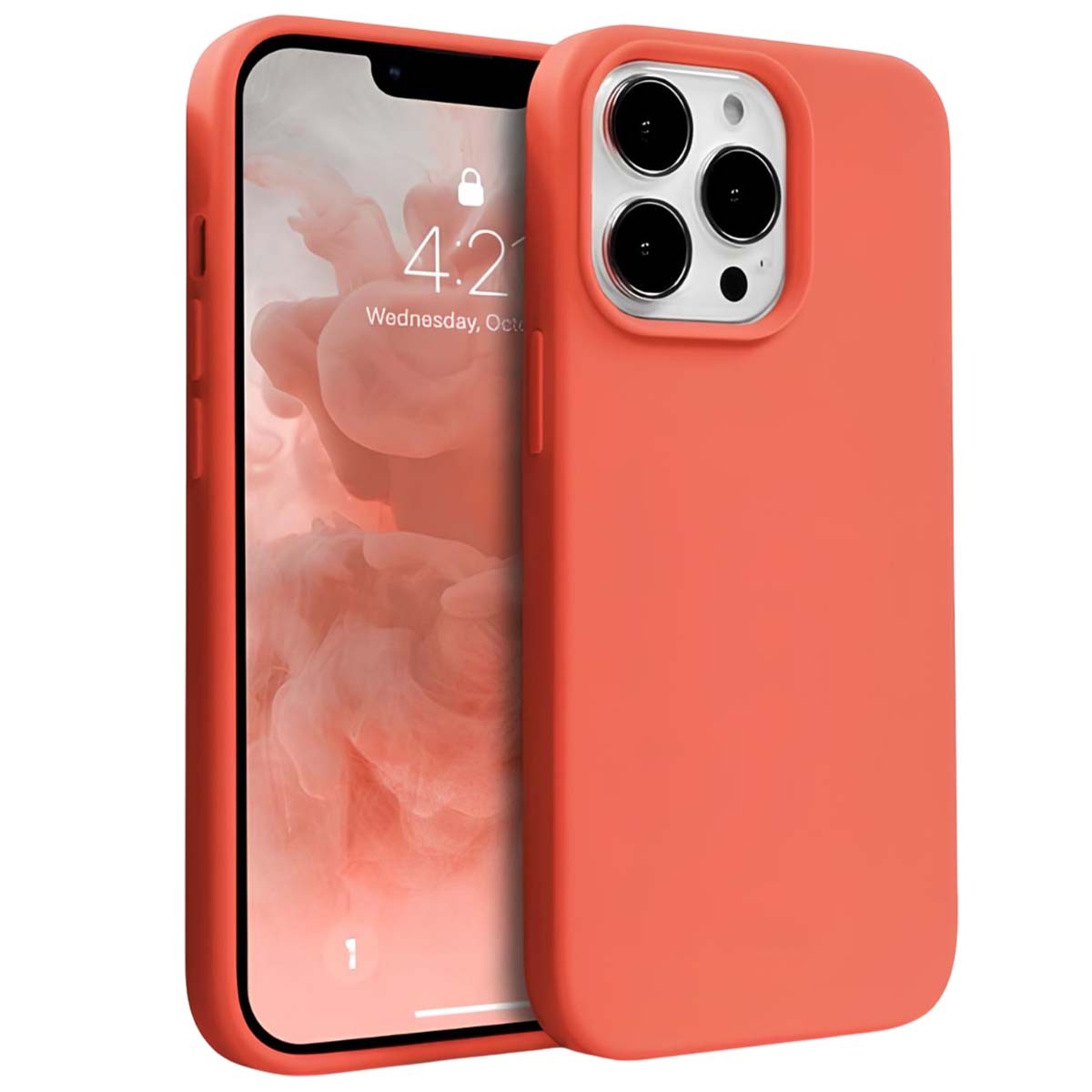 Coque en silicone liquide corail pour iPhone 13 Pro flexible et antichoc Crong