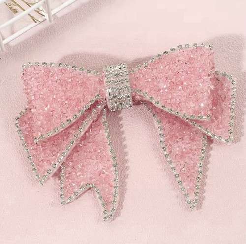 Pink Rhinestone Bow Large Pink Rhinestone Bow Brooch Pin Sparkly Crystal Ribbon Statement 3 ...