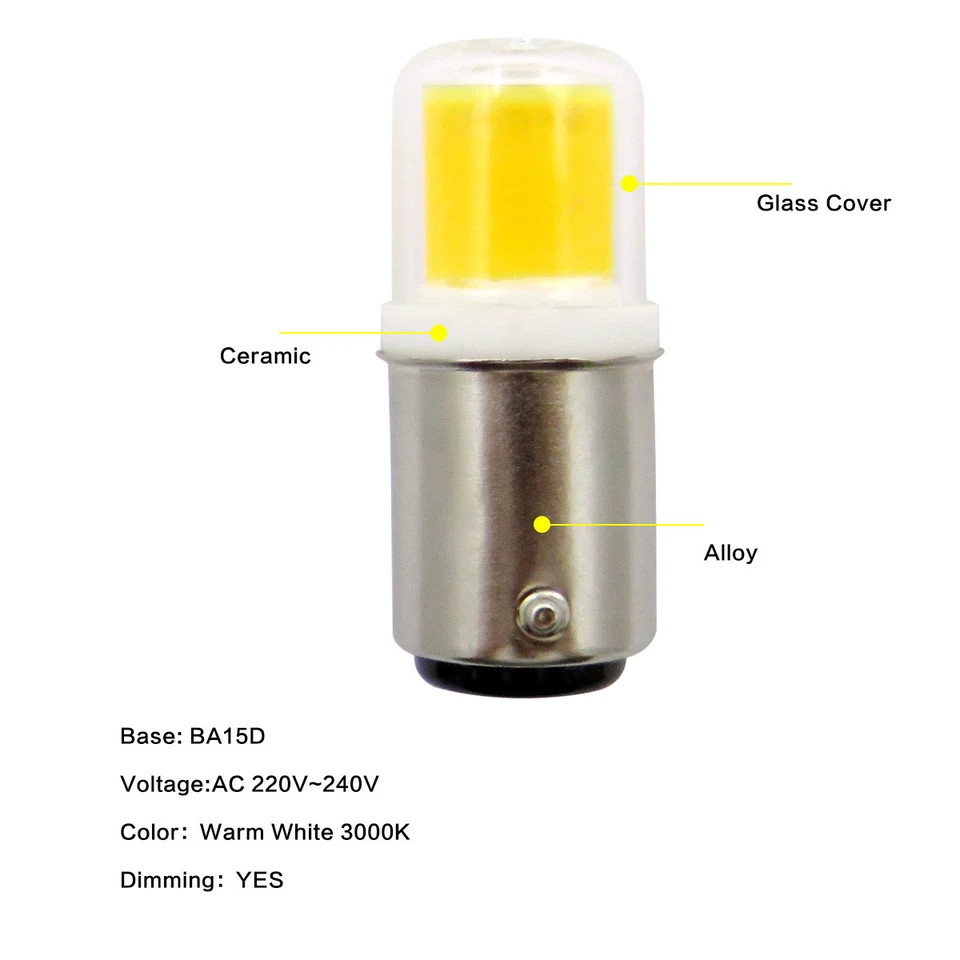 6pcs BA15D LED Light Bulb 1511 COB Lights Lamp 110V Fit Sewing Machine/Kenmore - Image 4 of 4