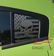 2011-2023 Dodge Charger Rear Window Distressed Usa Flag Punisher Decal Sticker
